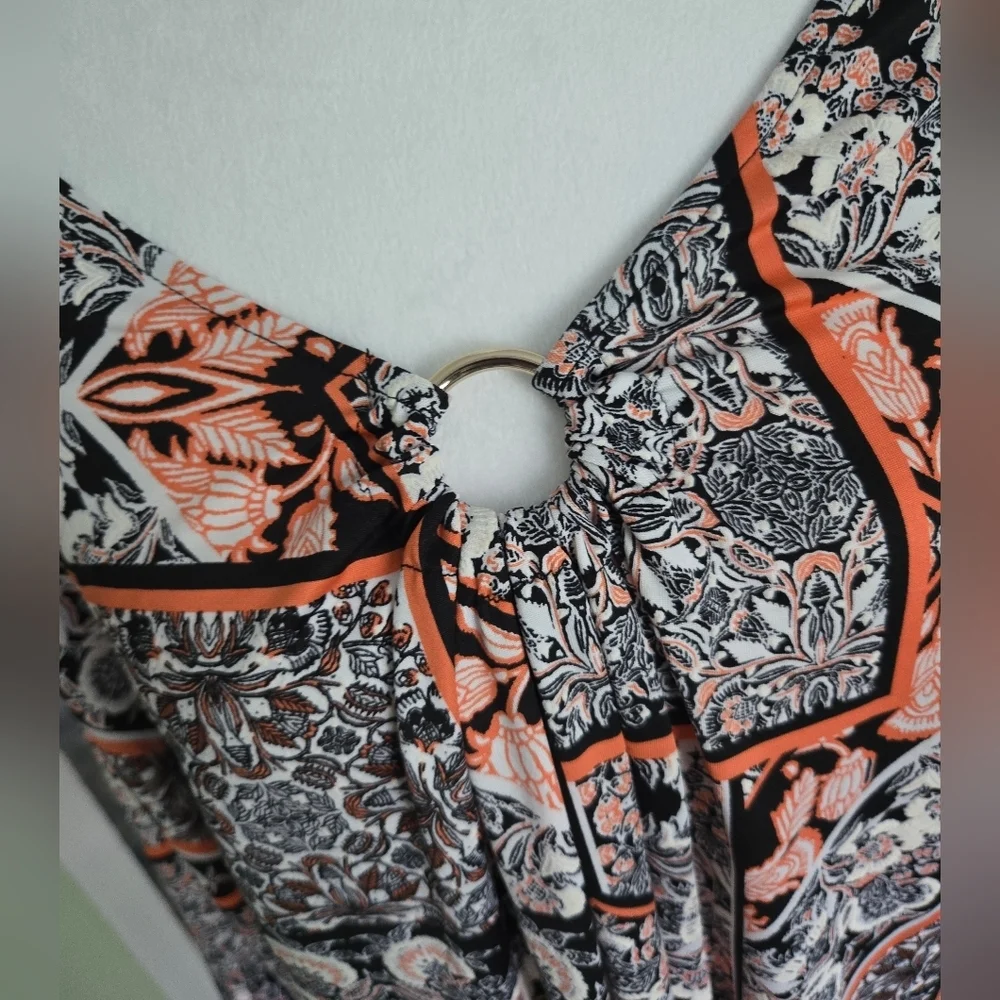 Ruby Rd. Black and Orange Patterned Blouse - Picture 3 of 5